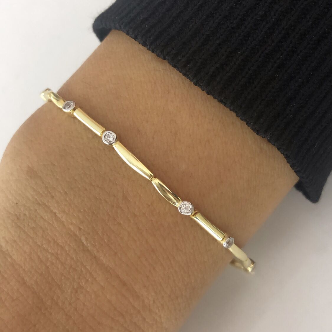 925 Ayar Gümüş Taşlı Gold Bileklik
