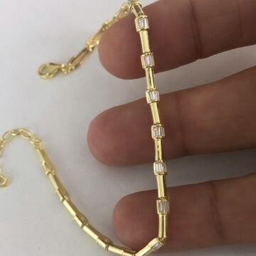 Baget Taşlı Gold Bileklik