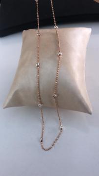 BEYAZ TOPÇUKLU ROZ ZİNCİR KOLYE