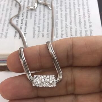 İtalyan Hasır Zincir Taşlı Kolye