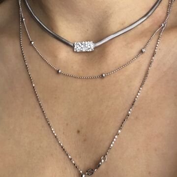 İtalyan Hasır Zincir Taşlı Kolye