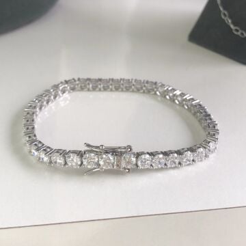 925 Ayar Gümüş Pırlanta Suyolu Bileklik 3mm 18cm