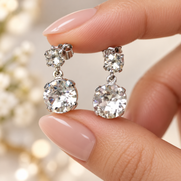925 Ayar Gümüş Maestro Italy Swarovski Crystal Küpe