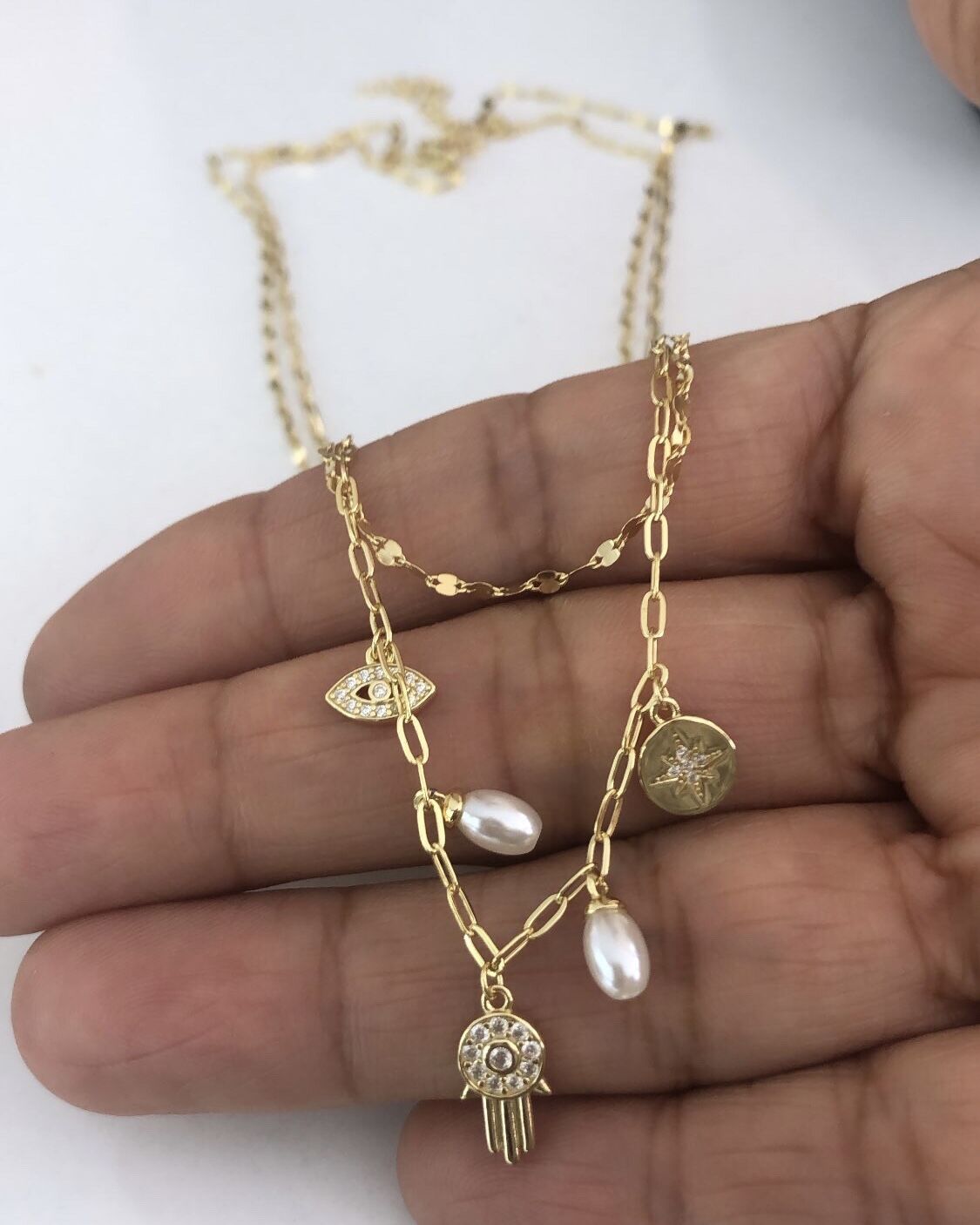 İthal Çift Zincirli Şans Kolyesi