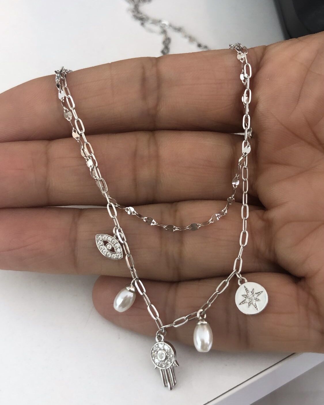 İthal Çift Zincirli Şans Kolyesi