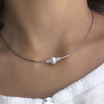 İthal İnci Kolye Taşlı