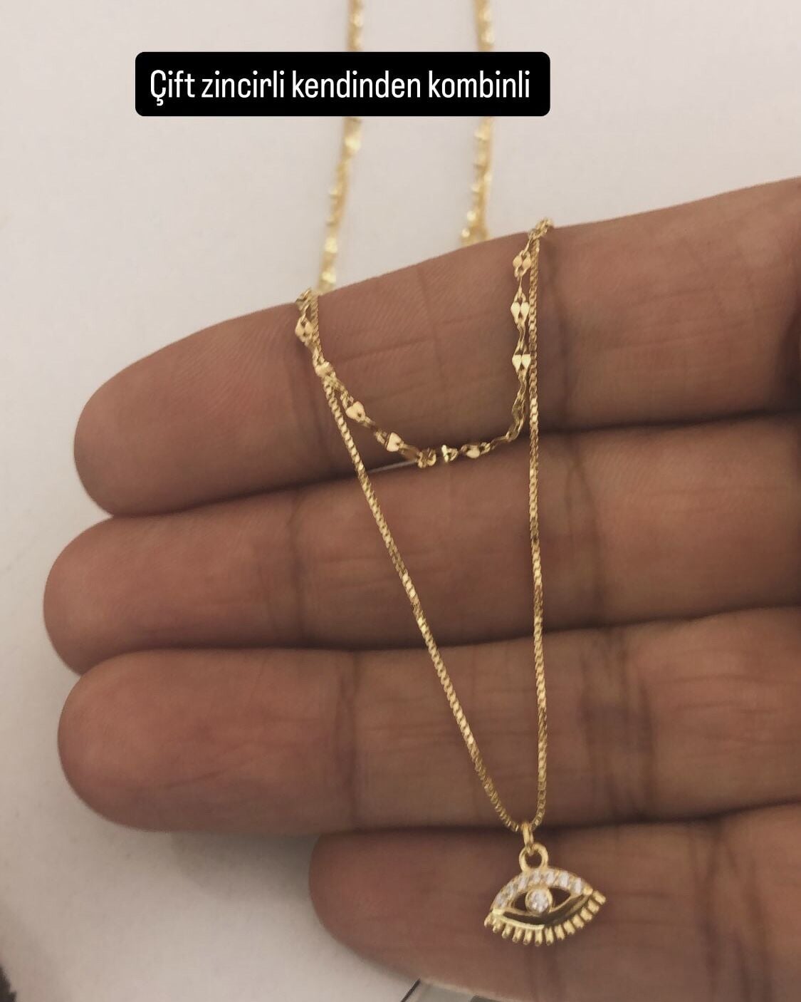 İthal Taşlı minimal Göz Kolye