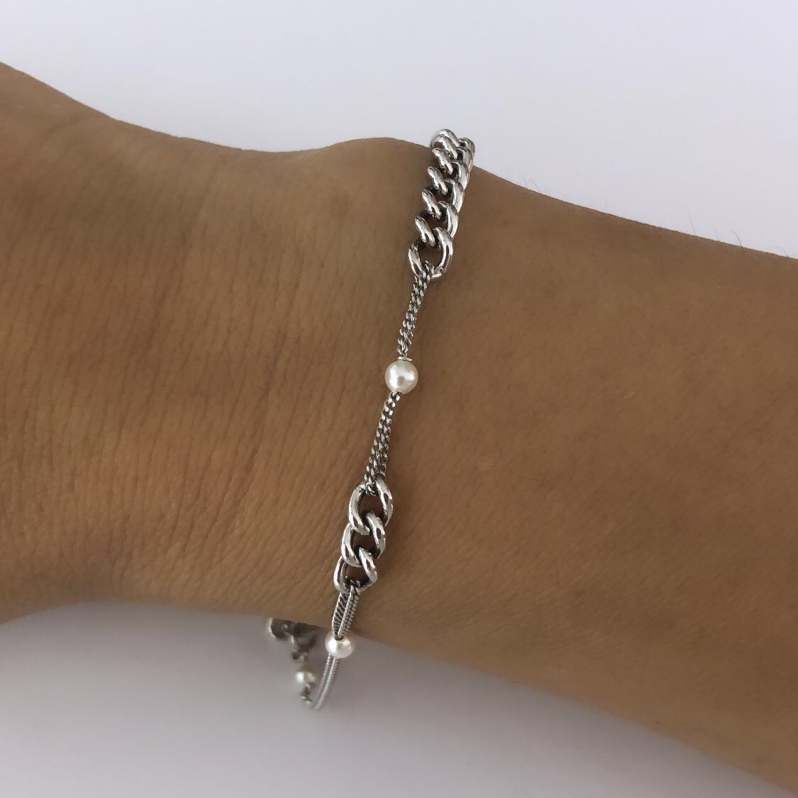 İthal İnci Zincirli Bileklik
