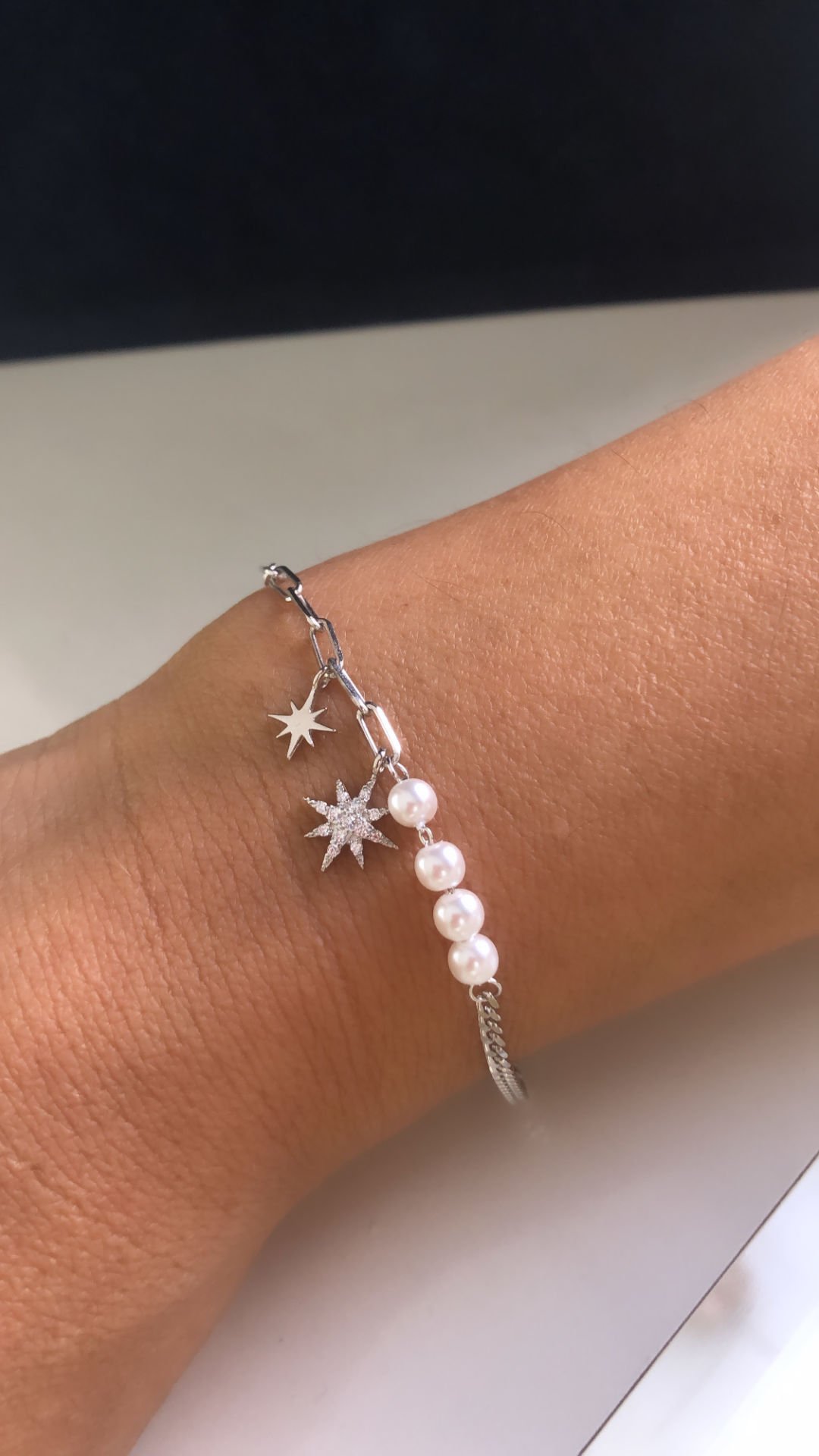 İthal İnci Zincirli Bileklik