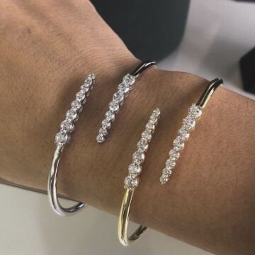 Çapraz Taşlı İthal Kelepçe Bileklik