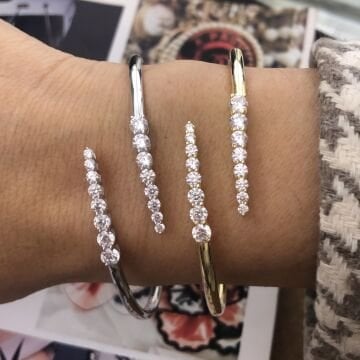 Çapraz Taşlı İthal Kelepçe Bileklik