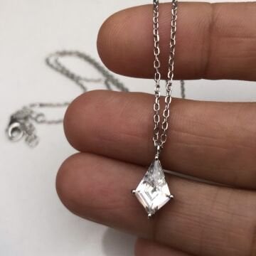 Taşlı İthal Gümüş Kolye