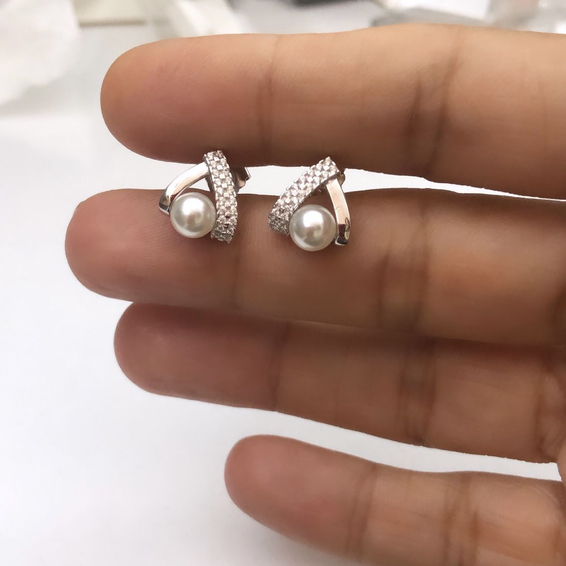 İthal Taşlı İnci Küpe (çift)