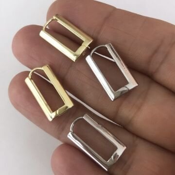 925 Ayar Gümüş Dikdörtgen  Küpe