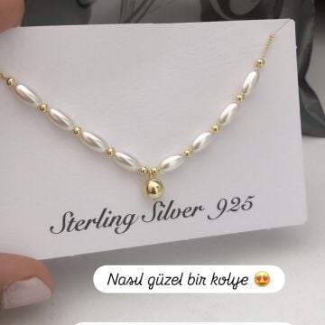 925 Ayar Gümüş İnci Kolye