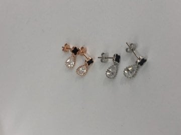Damla Küpe Zirkon Taşlı Mineli
