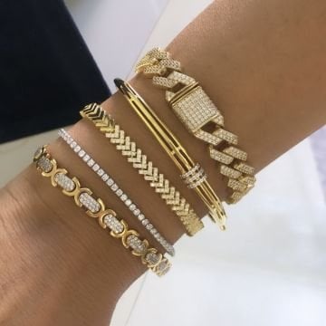 Taş Detaylı Gold Bileklik