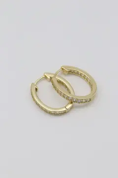 Vip İçi Dışı Taşlı Küpe (25mm)