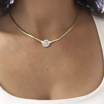 Baget Taşlı Hasır Kolye