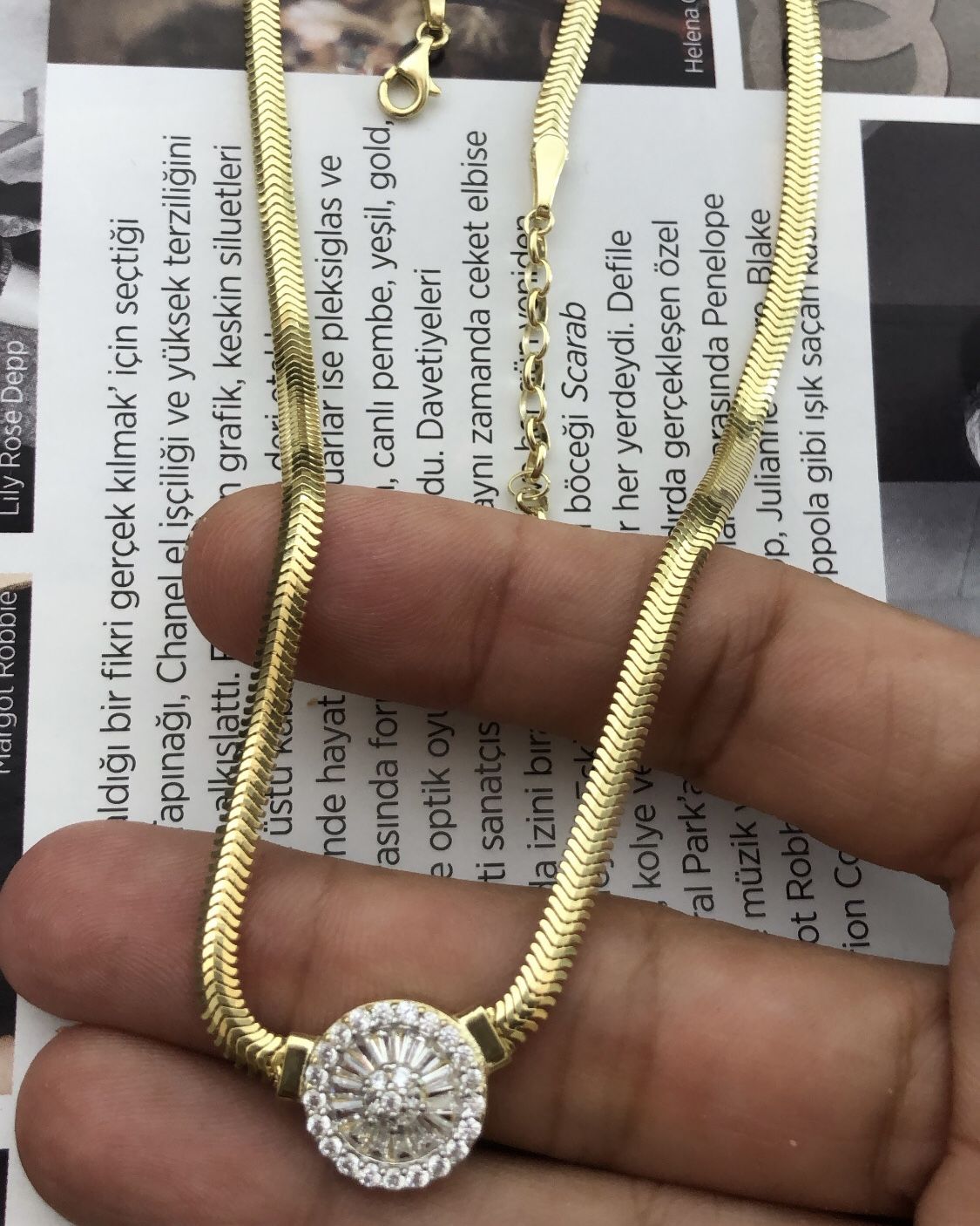 Baget Taşlı Hasır Kolye