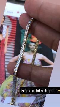 Taşlı Gold Beyaz Bileklik