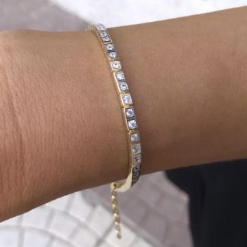 Taşlı Gold Beyaz Bileklik