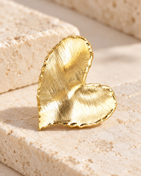 925 Ayar Gümüş İtalyan Küpe Gold Kalp Tasarım | Keti Gümüş