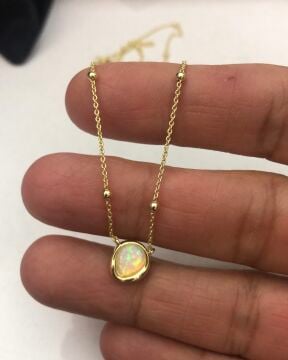 925 ayar gümüş opal taşlı kolye