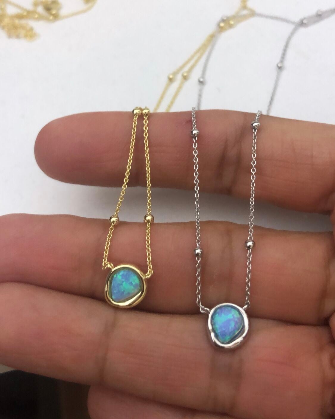 925 ayar gümüş opal taşlı kolye