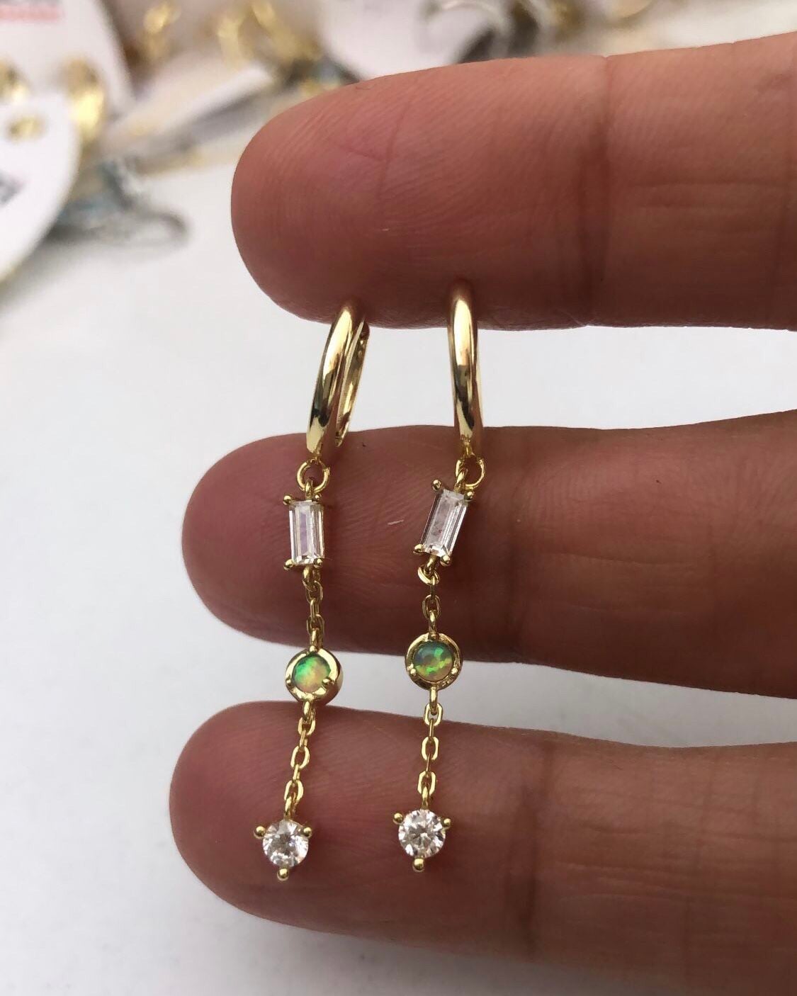 925 ayar gümüş opal taşlı ithal küpe