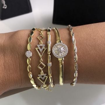 Yuvarlak Baget Taşlı Balık Sırtı Bileklik