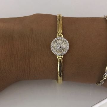 Yuvarlak Baget Taşlı Balık Sırtı Bileklik