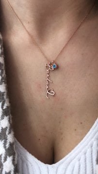 İsim Kolye Nazarlı Kalpli