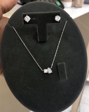 Zirkon Taşlı Küpe Kolye Set