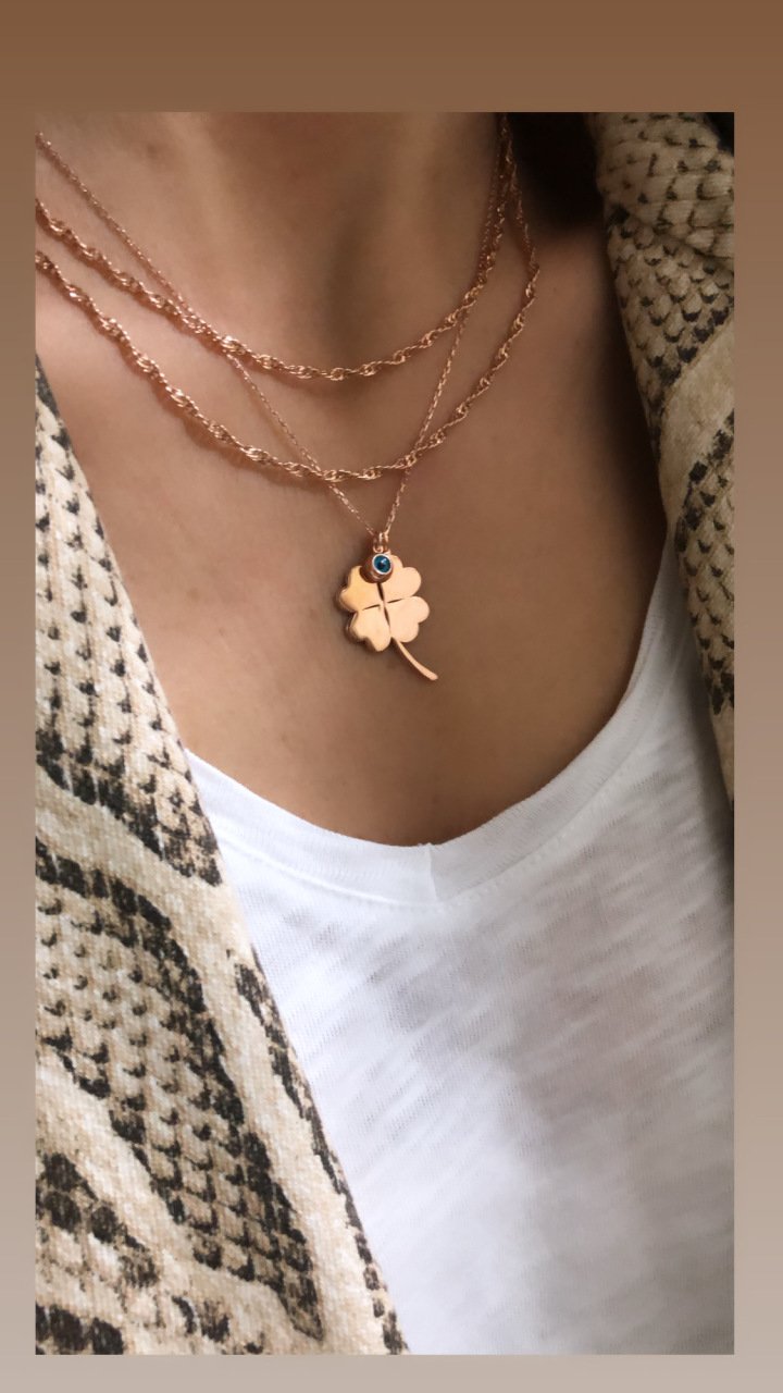 Nazar Boncuklu Yonca Kolye