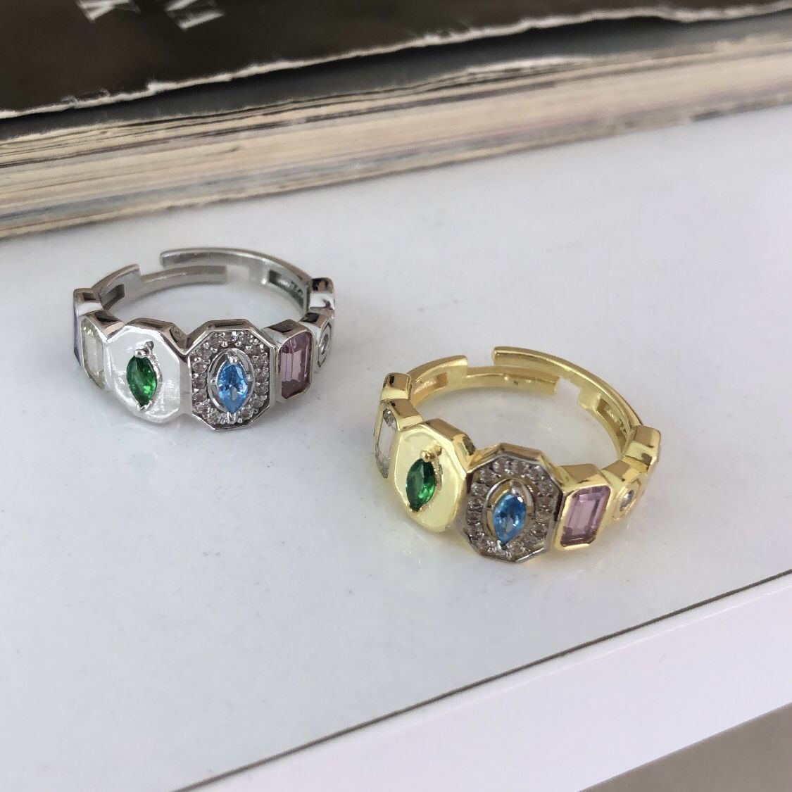 Renkli Taşlı Serçe Yüzük