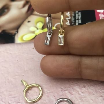 Baget Taşlı Halka Küpe (TEK)