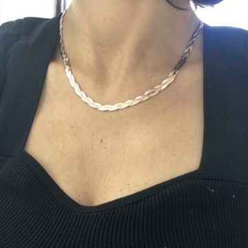 İtalyan Kalın Yassı Örgü Kolye