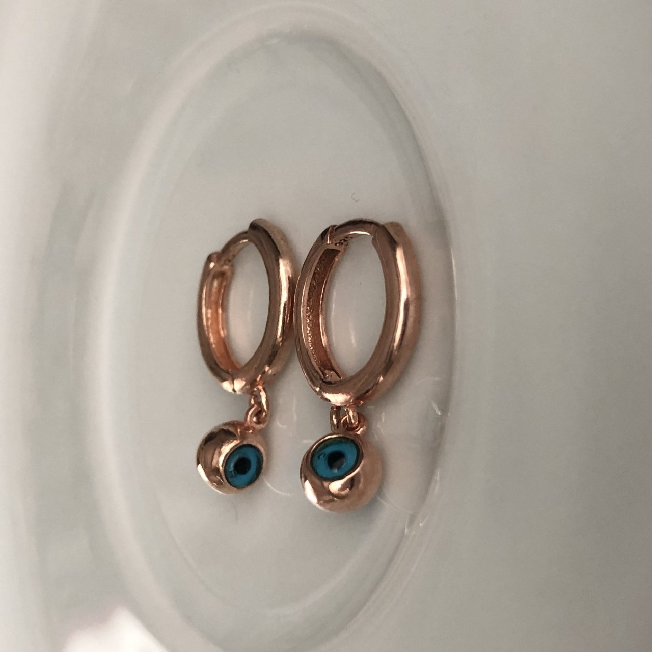 Nazar Boncuklu Halka Küpe (Tek)