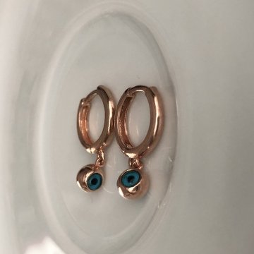 Nazar Boncuklu Halka Küpe (Tek)