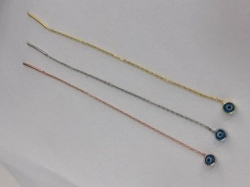 Nazar Boncuklu Küpe (9cm)Tek