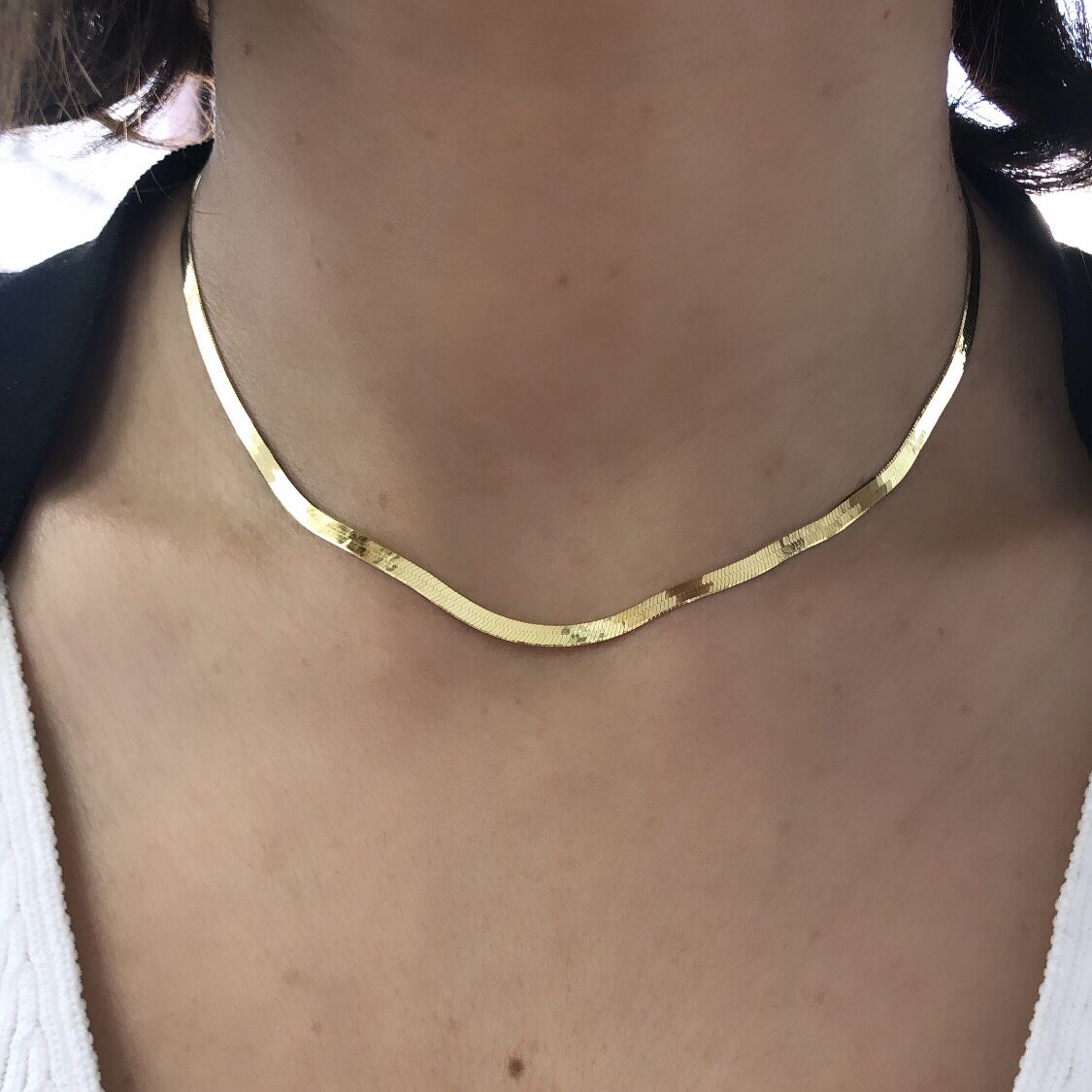 İtalyan Yassı Zincir 40cm Gold Renk