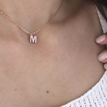 Harf Kolye İtalyan Zincirli Rose