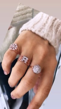 F Harfi Taşlı Yüzük Rose