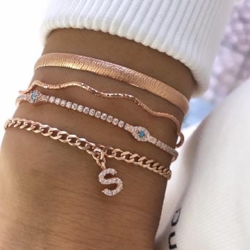 Harfli İtalyan Zincirli Bileklik