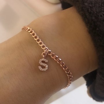 Harfli İtalyan Zincirli Bileklik