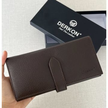 Dıştan Patlı Kibar Hakiki Deri Kahverengi Kadın Cüzdanı