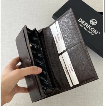 Dıştan Patlı Kibar Hakiki Deri Kahverengi Kadın Cüzdanı