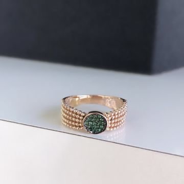 Yeşil Taşlı Rose yüzük
