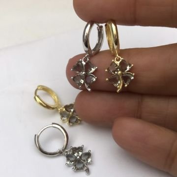 Zultanit Taşlı Yonca Halka Küpe